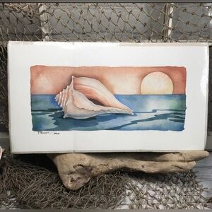 VINTAGE Paul Brent 1988 FL Whelk Seashell Watercolor Painting Numbered Print